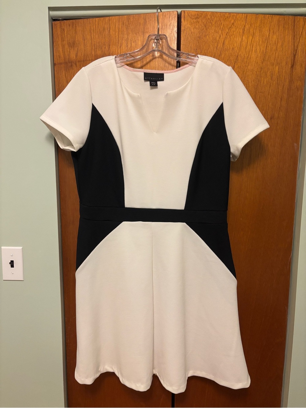 attention Black and White Colorblock Fit-and-Flare Dress